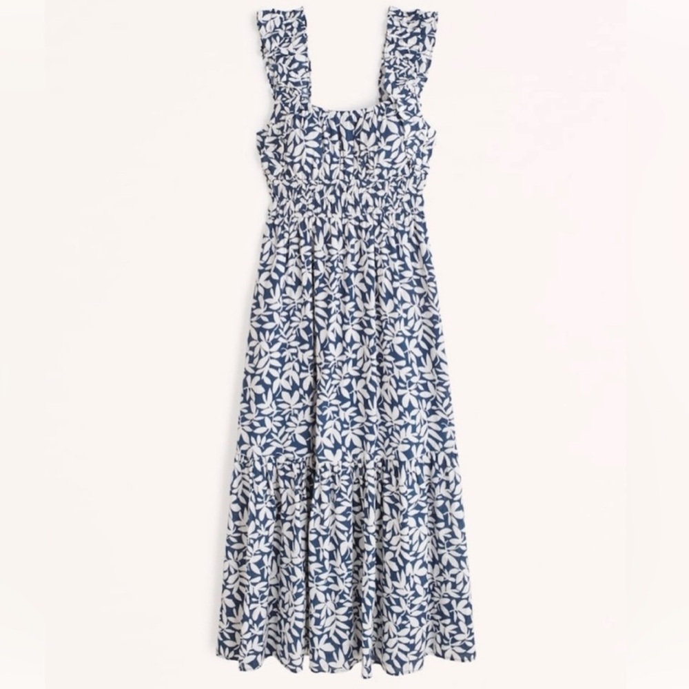 Abercrombie & Fitch Maxi Floral Dress Navy Vacation Resortwear Cruise Wedding S